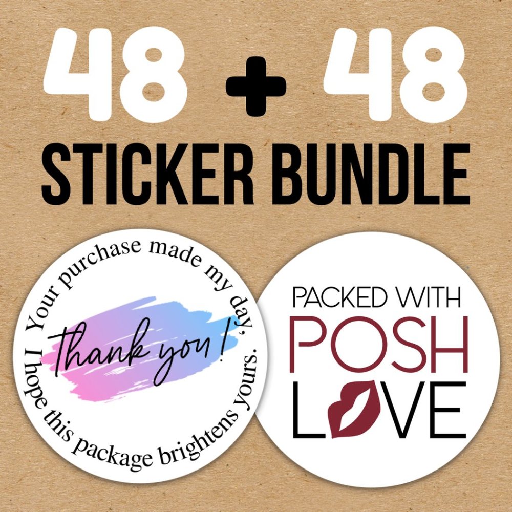 96 Posh Packaging Sticker Labels 2" Round Poshmark